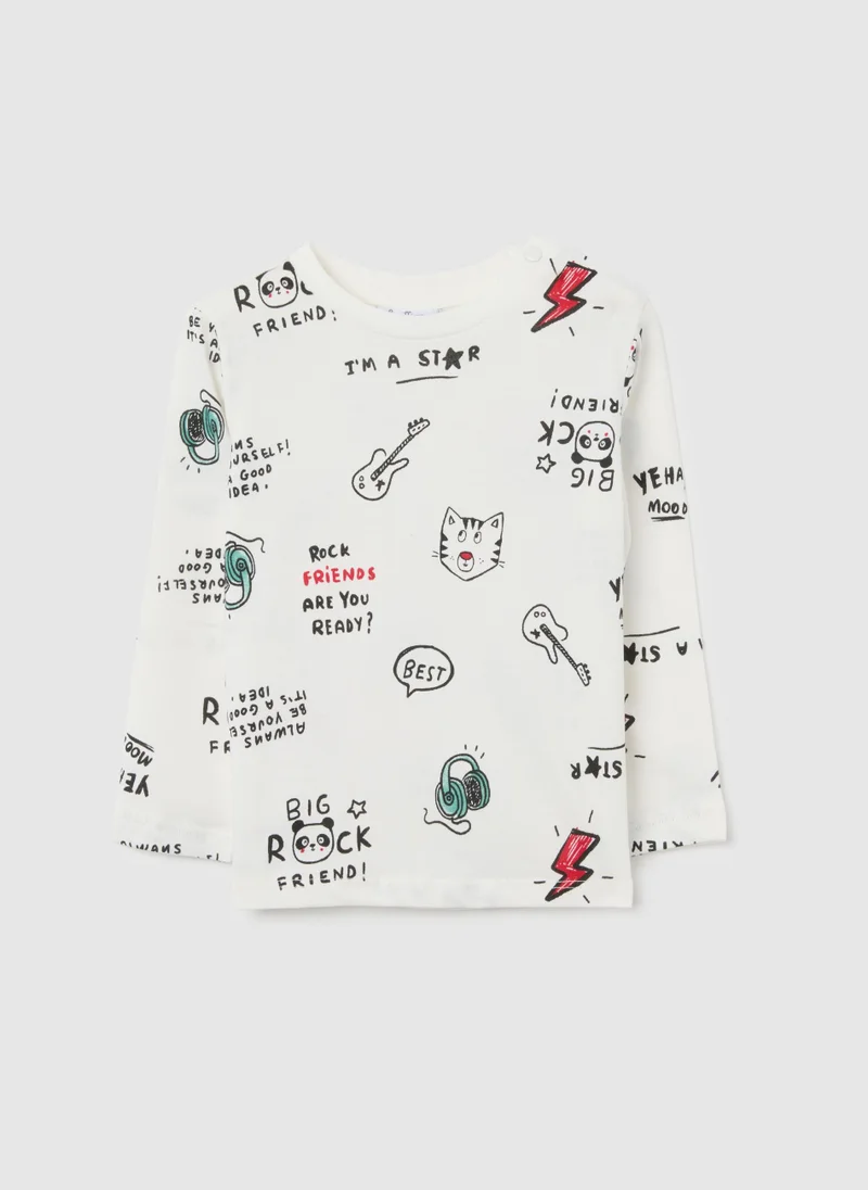 او في اس OVS White Pure Cotton Regular Fit Baby T-Shirt